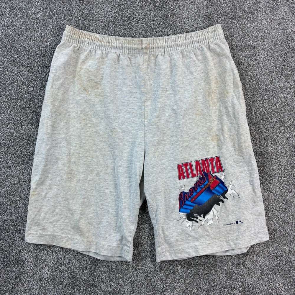 Vintage‎ Atlanta Braves Shorts Mens Large Gray Nutmeg Break Through MLB Baseball